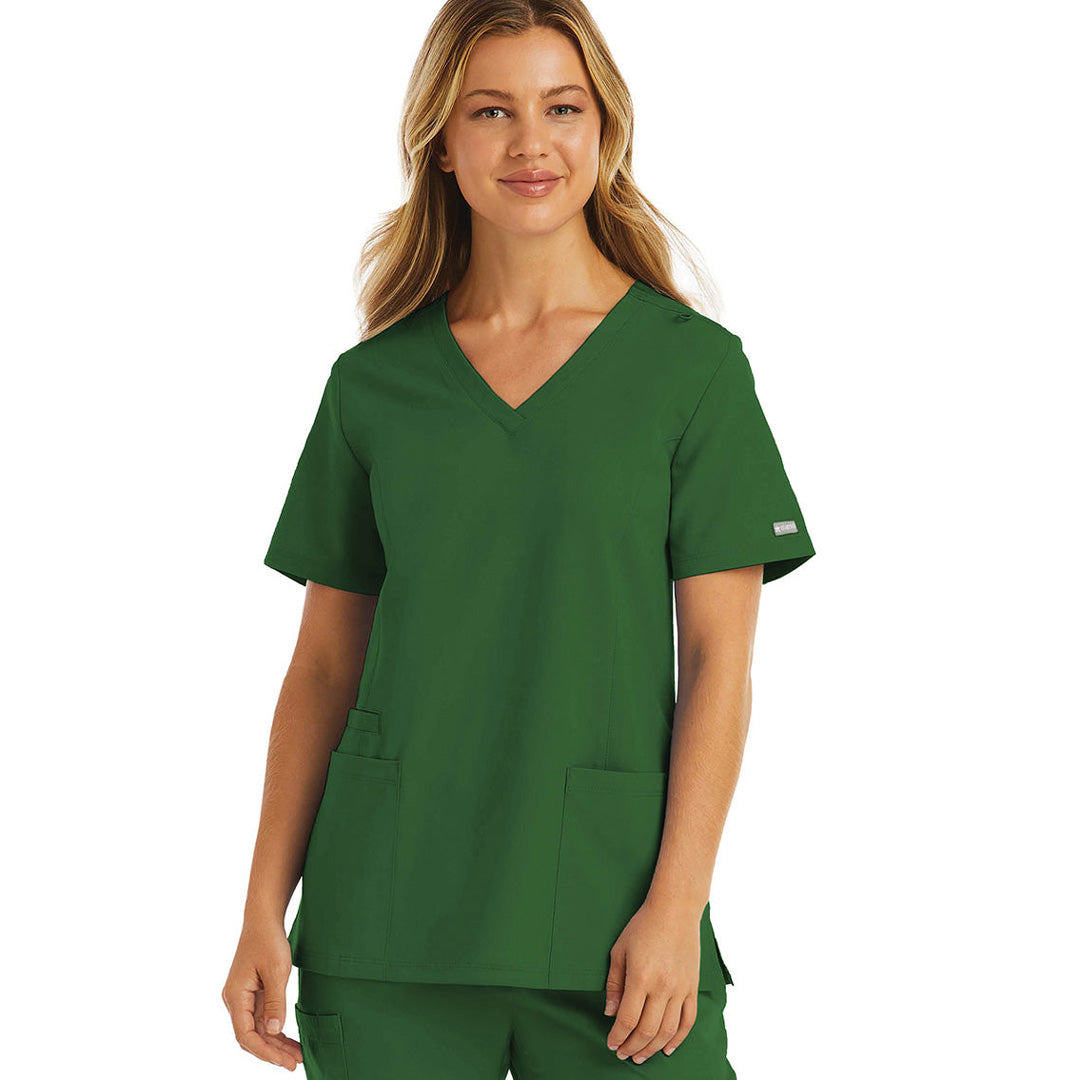House of Uniforms The Momentum Double V Neck Top | Ladies Maevn Hunter