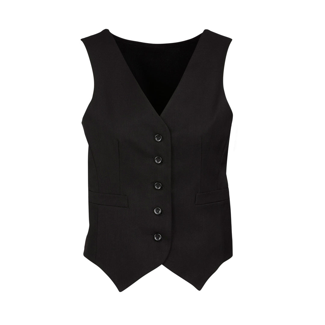 House of Uniforms The Cool Stretch Peaked Vest | Ladies | Knitted Back Biz Corporates Black