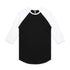 House of Uniforms The Raglan Tee | Mens | 3/4 Sleeve AS Colour Black/White