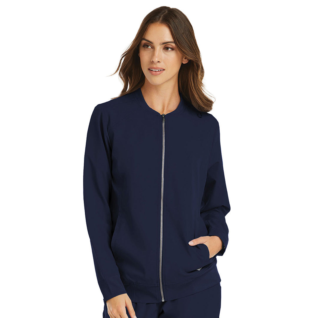 House of Uniforms The Momentum Warm Up Scrub Jacket | Ladies Maevn Navy
