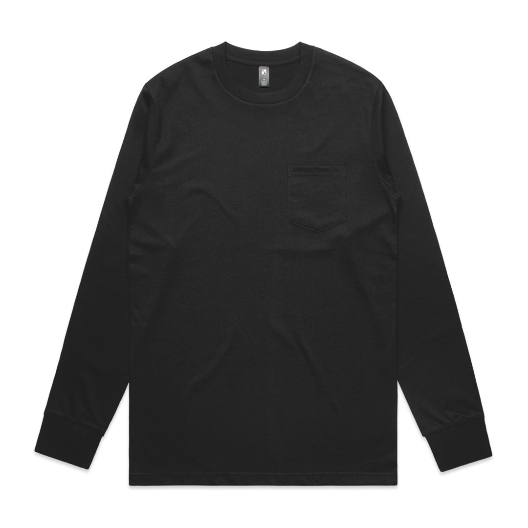 House of Uniforms The Classic Pocket Tee | Long Sleeve | Mens AS Colour Black