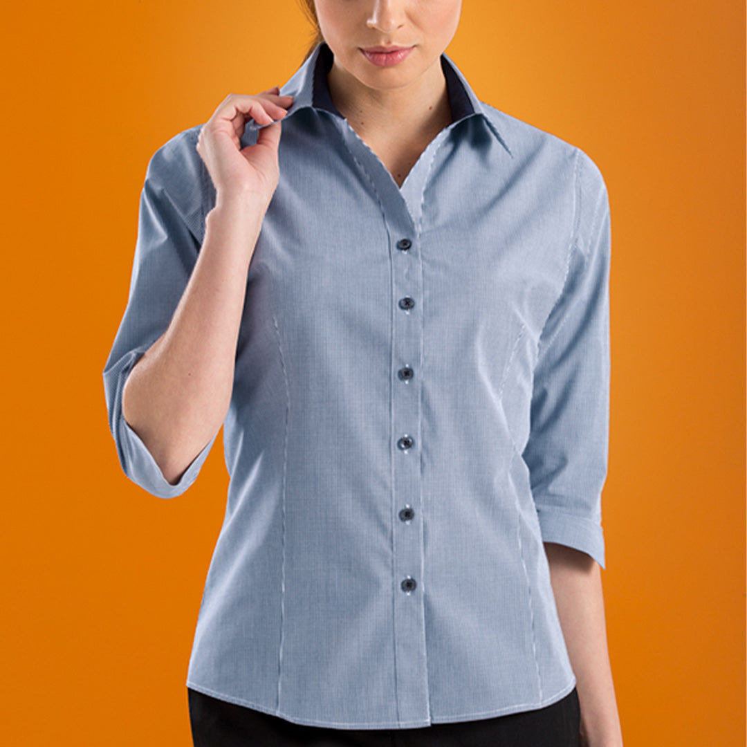 House of Uniforms The Perth Shirt | Ladies | 3/4 Sleeve John Kevin Navy