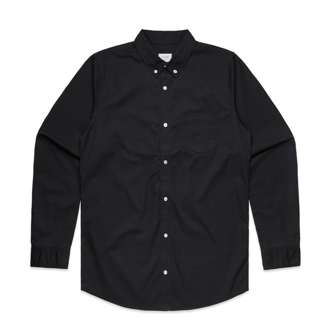 House of Uniforms The Denim Wash Shirt | Mens | Long Sleeve AS Colour Black