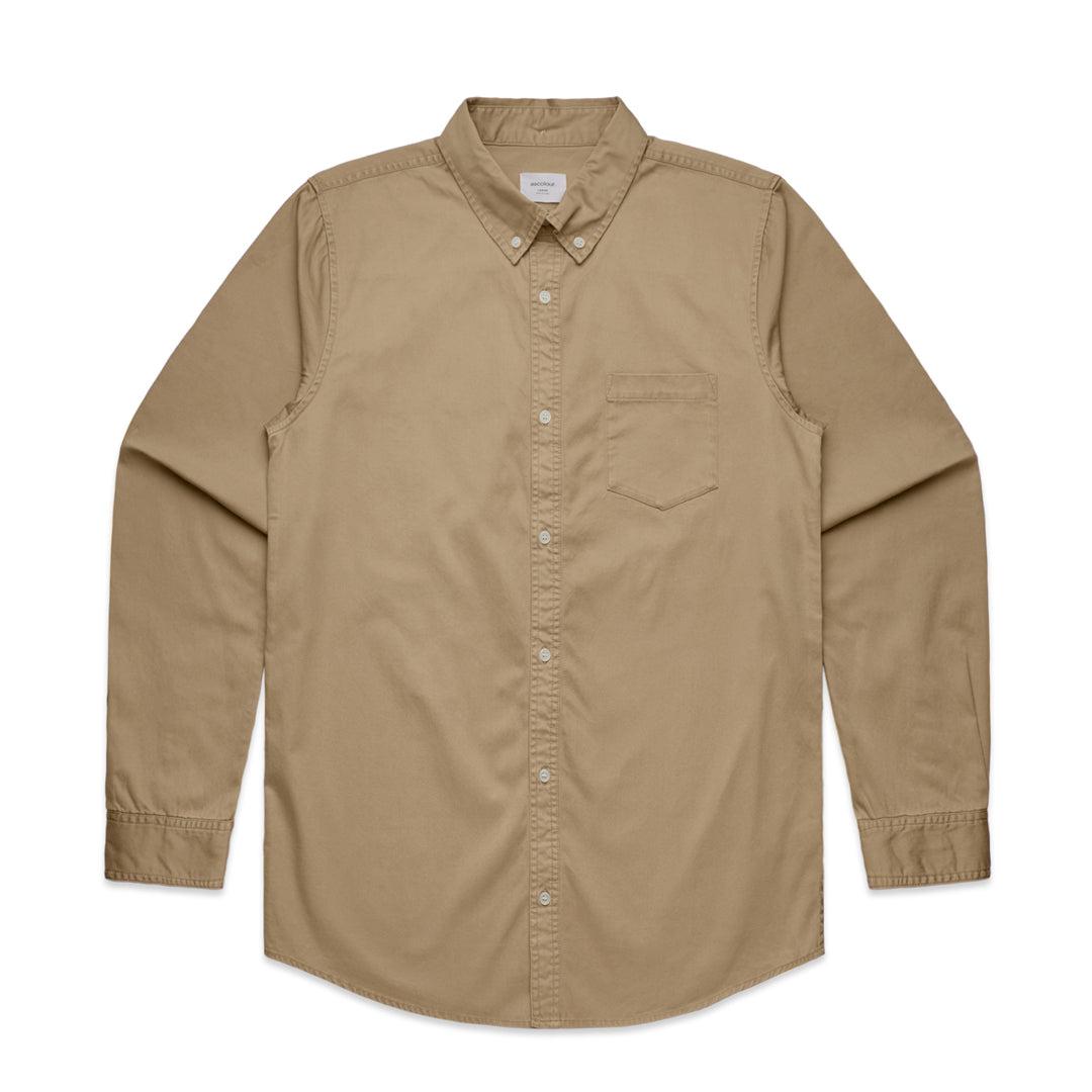 House of Uniforms The Denim Wash Shirt | Mens | Long Sleeve AS Colour Khaki-as