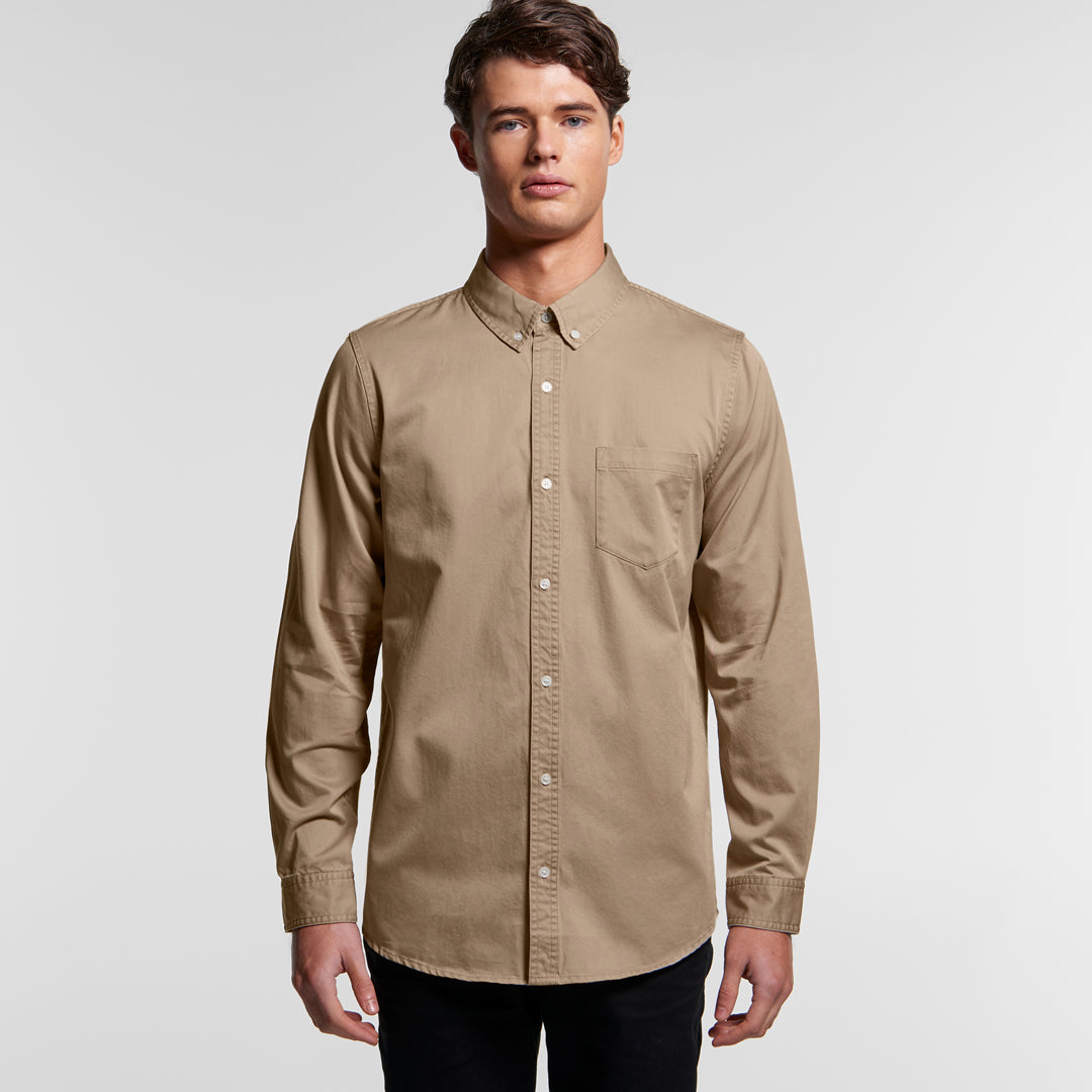 House of Uniforms The Denim Wash Shirt | Mens | Long Sleeve AS Colour 