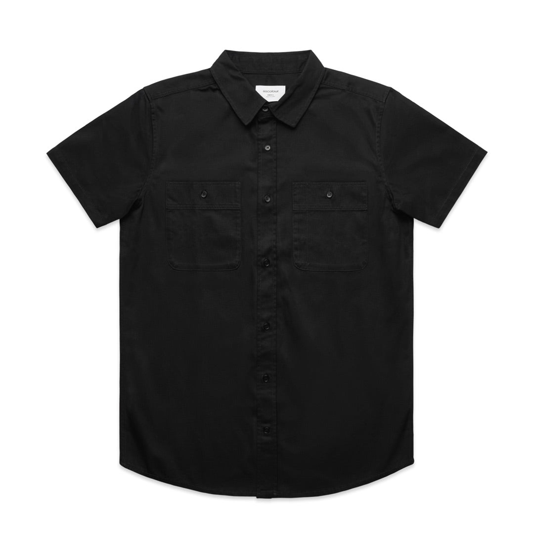 House of Uniforms The Drill Work Shirt | Mens | Short Sleeve AS Colour Black