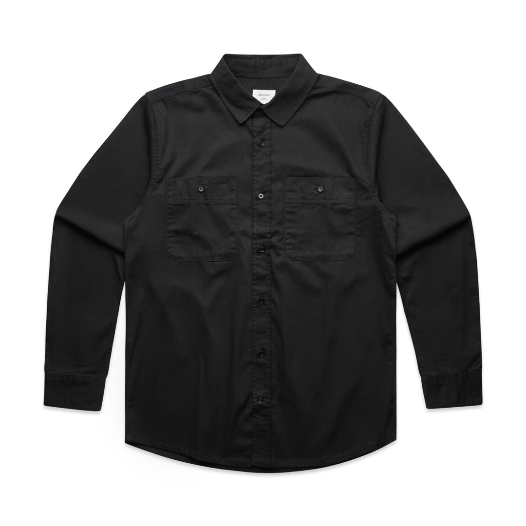 House of Uniforms The Drill Work Shirt | Mens | Long Sleeve AS Colour Black