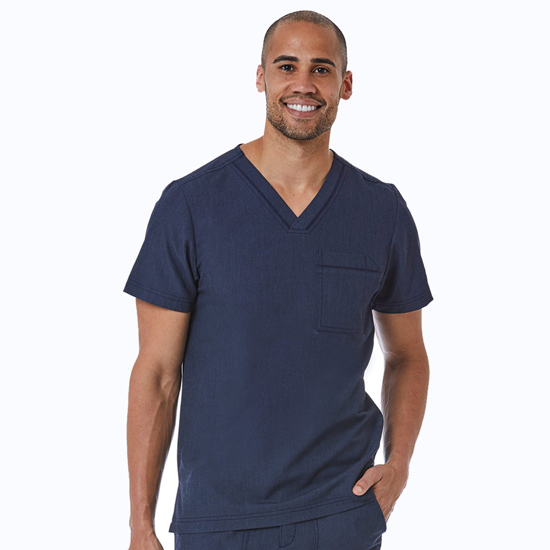 House of Uniforms The Matrix Pro Contrast Piping Scrub Top | Mens Maevn Navy Marle