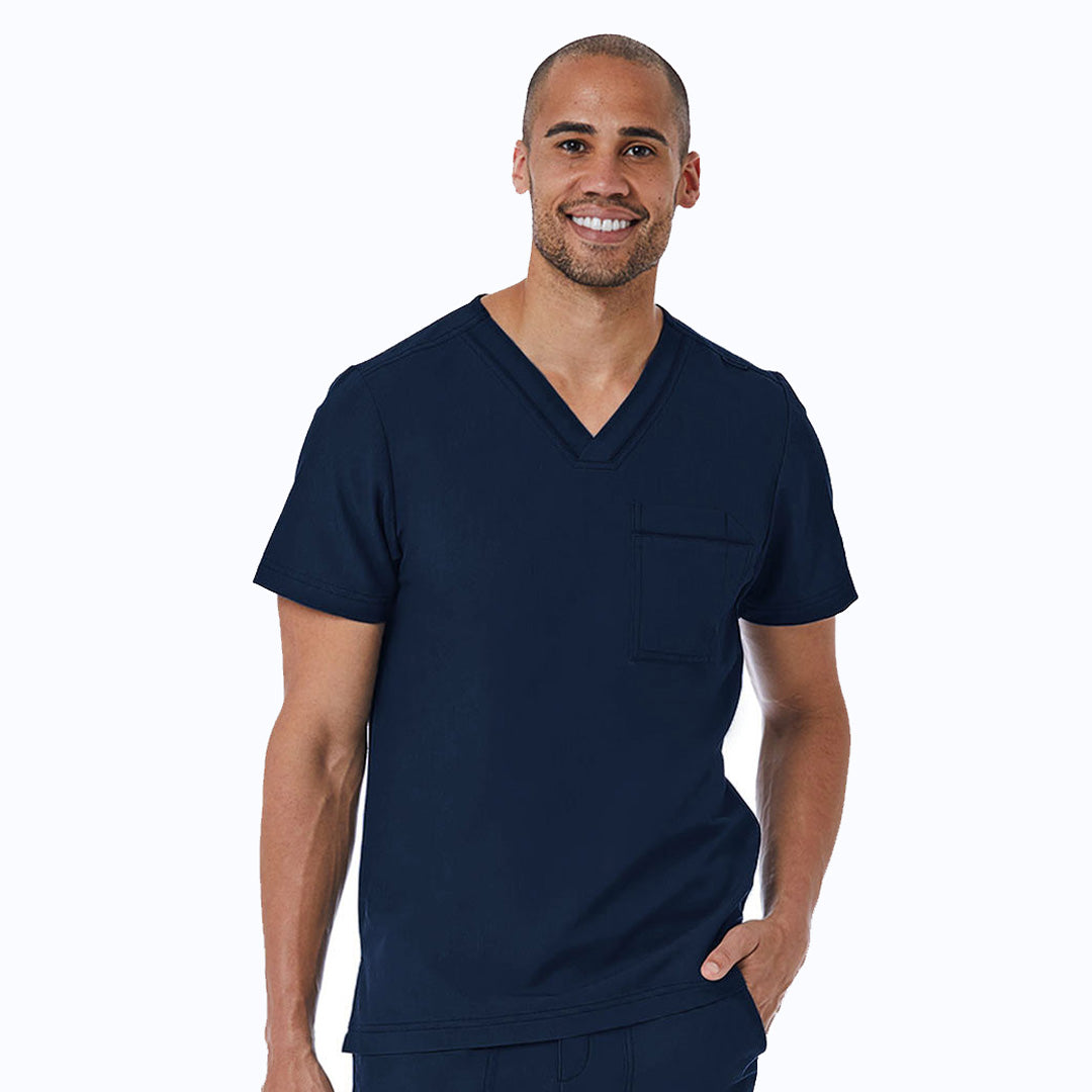 House of Uniforms The Matrix Pro Contrast Piping Scrub Top | Mens Maevn Navy