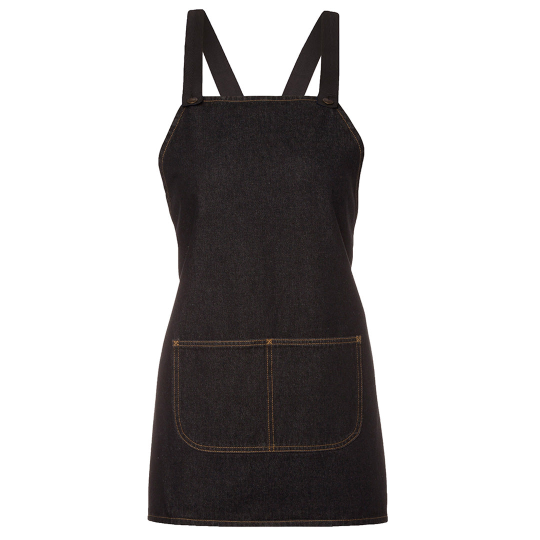 House of Uniforms The Cross Back Denim Apron | Adults Jbs Wear Black