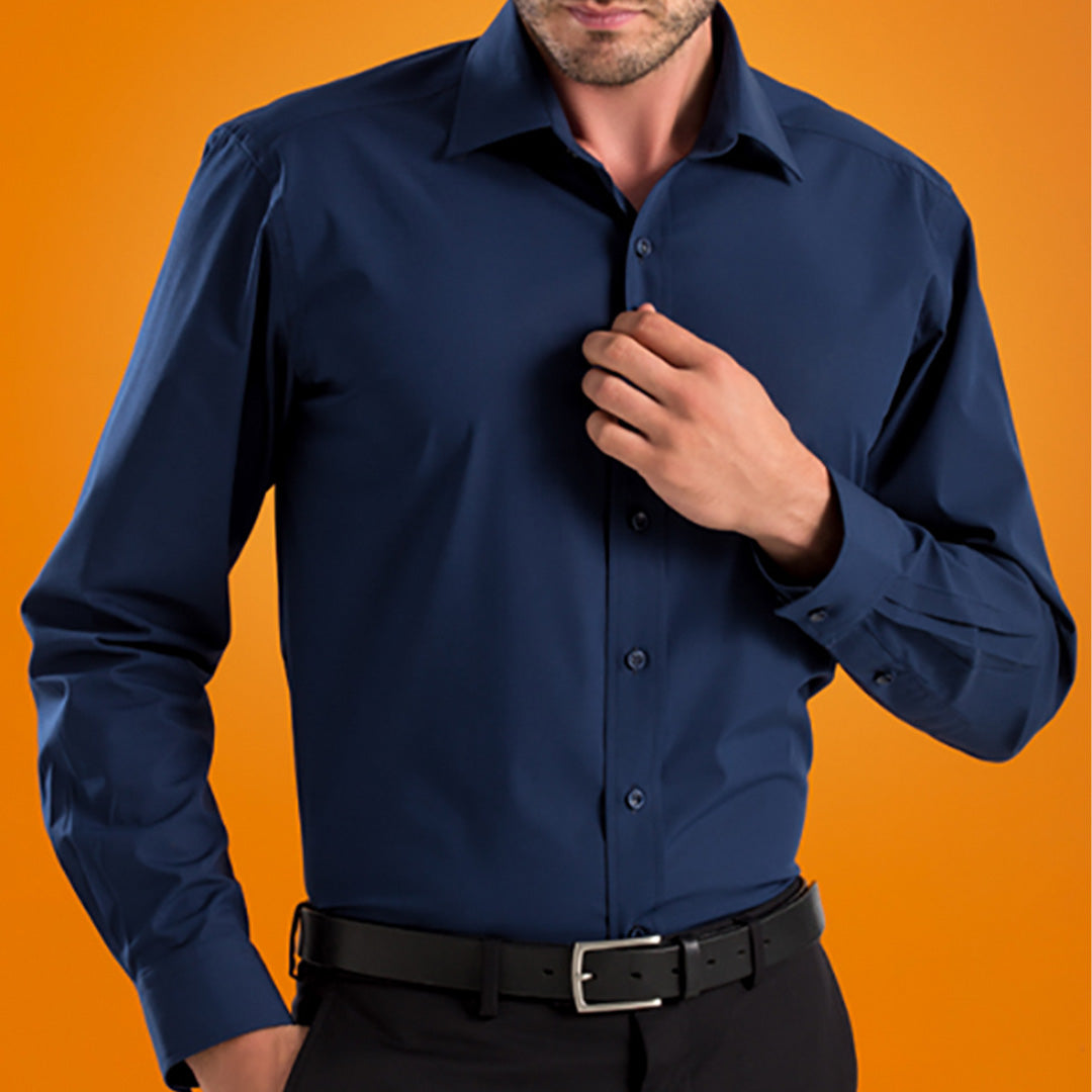 House of Uniforms The Woodbridge Shirt | Mens | Long Sleeve John Kevin Deep Blue