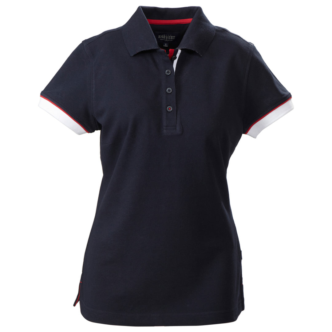 House of Uniforms The Antreville Polo | Ladies | Short Sleeve James Harvest Navy with Navy/Red/White Trim