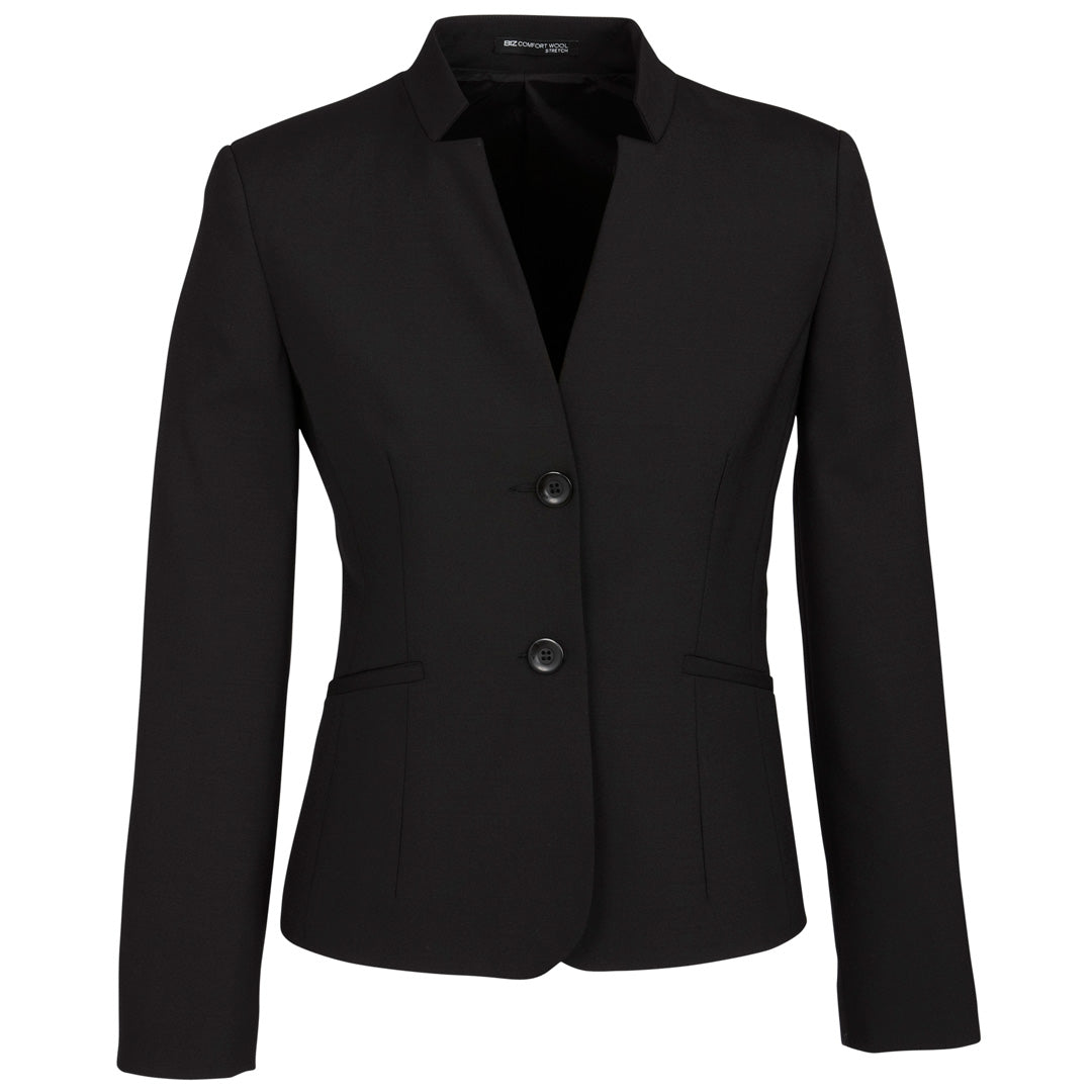 House of Uniforms The Cool Wool Reverse Lapel Jacket | Ladies | Crop Length Biz Corporates Black