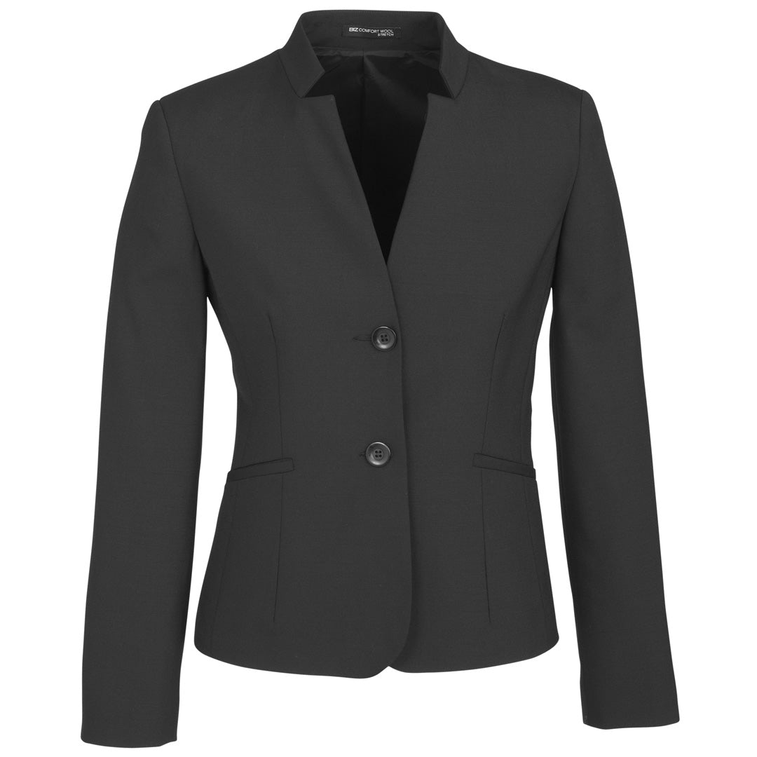 House of Uniforms The Cool Wool Reverse Lapel Jacket | Ladies | Crop Length Biz Corporates Charcoal