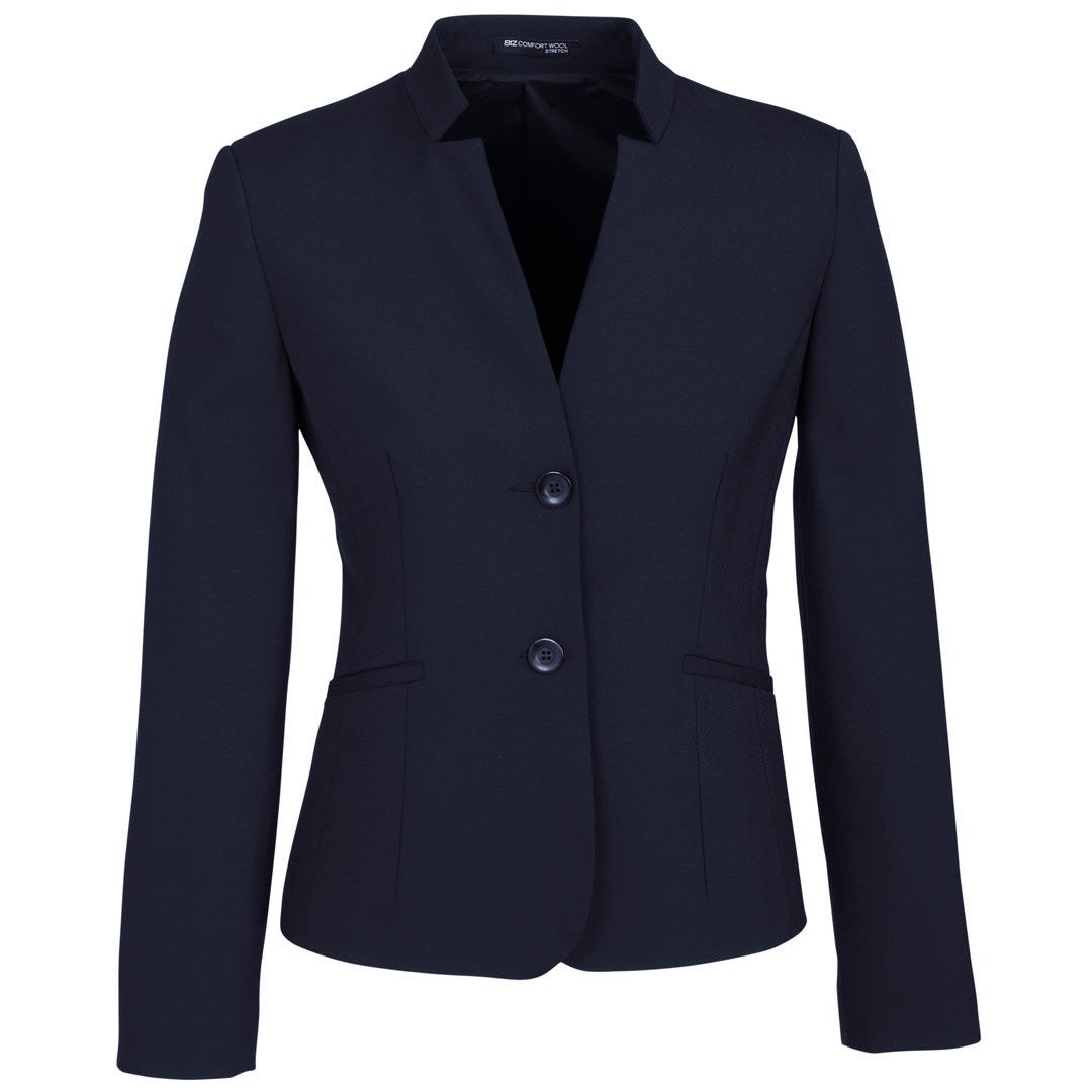 House of Uniforms The Cool Wool Reverse Lapel Jacket | Ladies | Crop Length Biz Corporates Navy