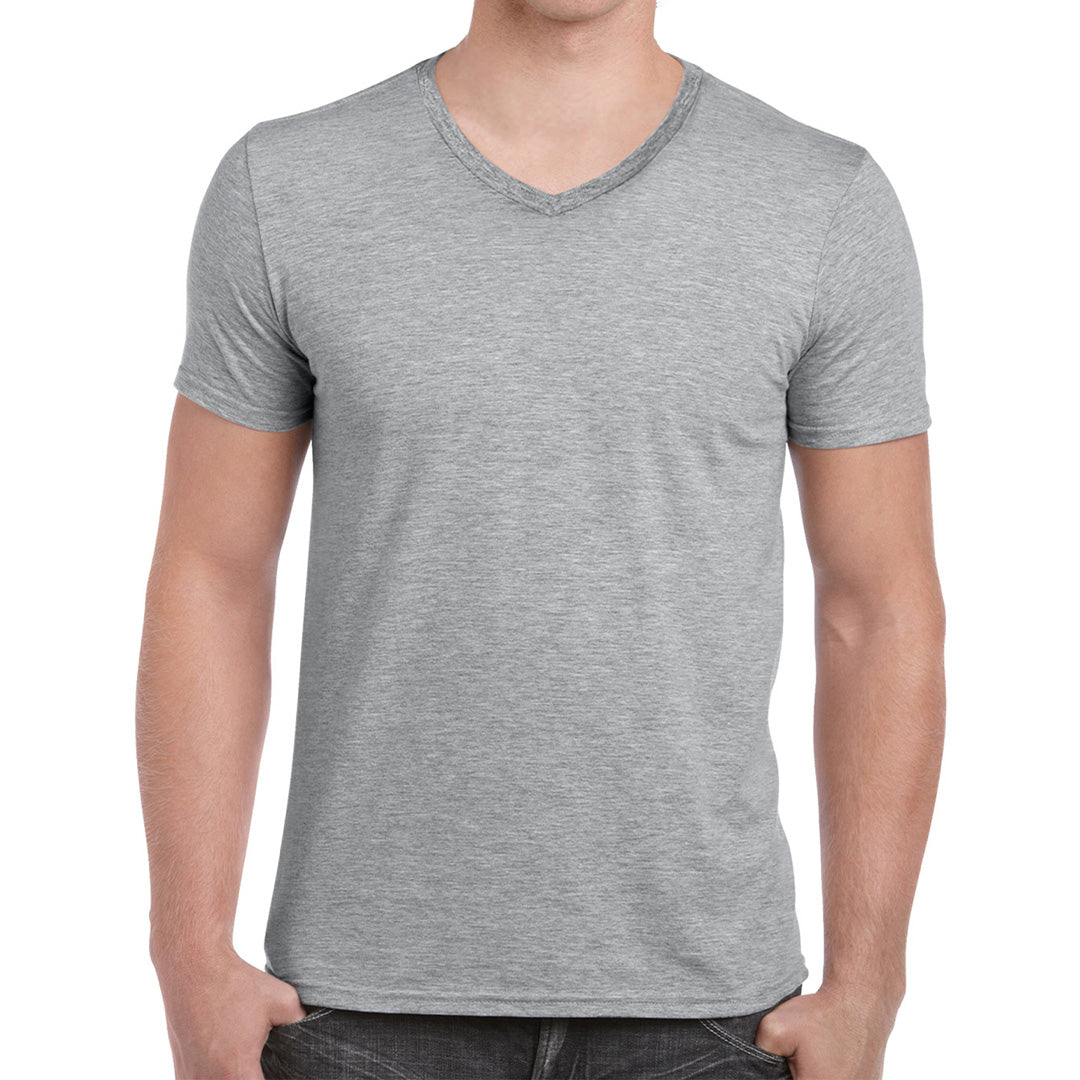 House of Uniforms The Softstyle V-Neck Tee | Adults Gildan Grey Marle