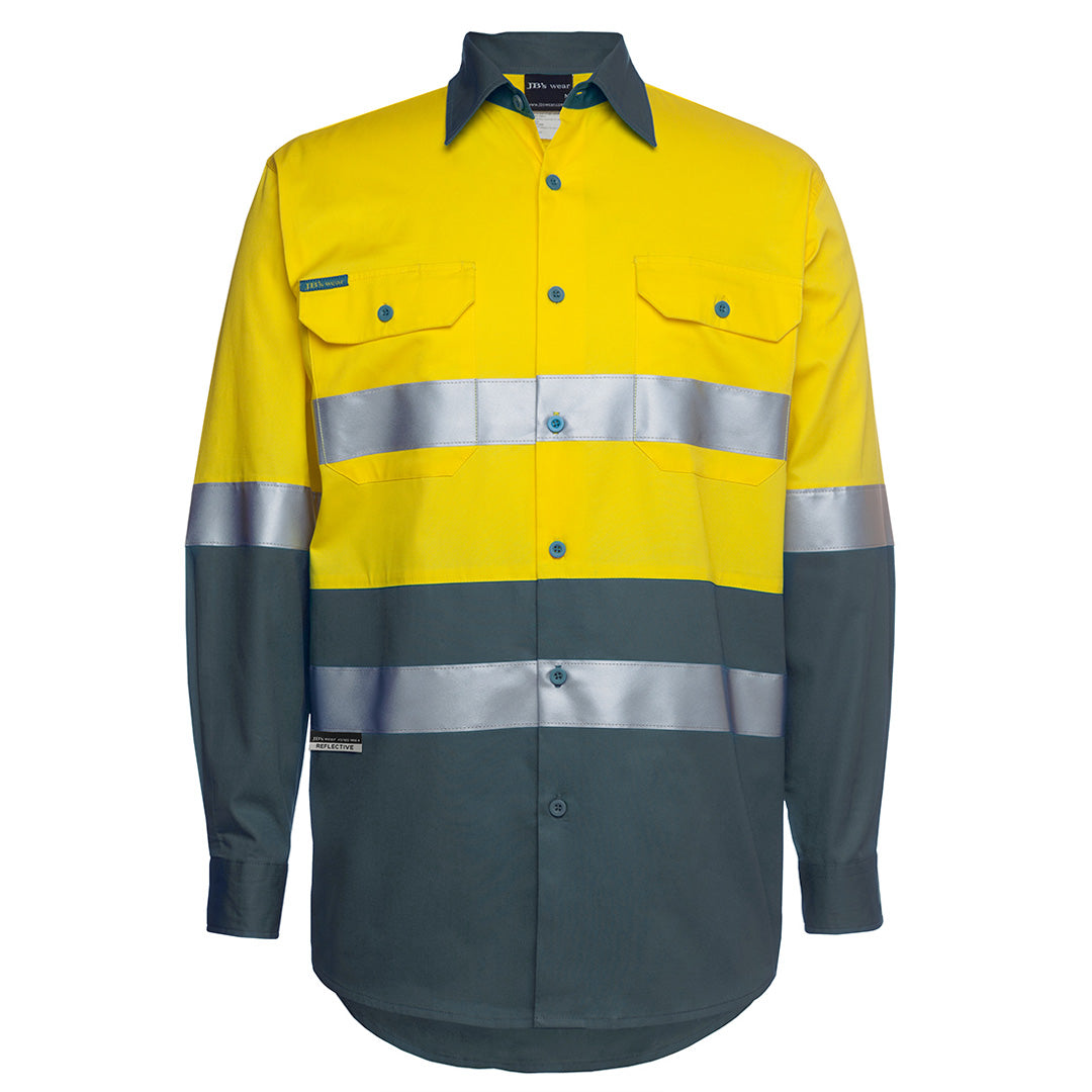 House of Uniforms The Hi Vis 150G Day / Night Shirt | Long Sleeve | Adults Jbs Wear Yellow/Bottle