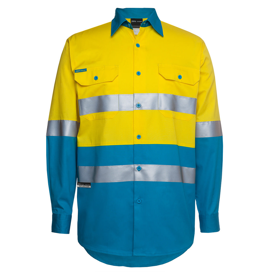 House of Uniforms The Hi Vis 150G Day / Night Shirt | Long Sleeve | Adults Jbs Wear Yellow/Aqua