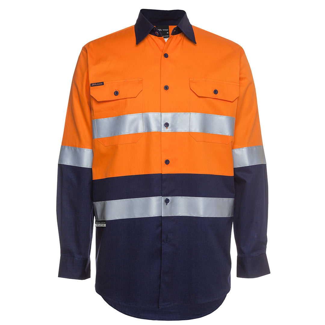 House of Uniforms The Hi Vis 150G Day / Night Shirt | Long Sleeve | Adults Jbs Wear Orange/Navy