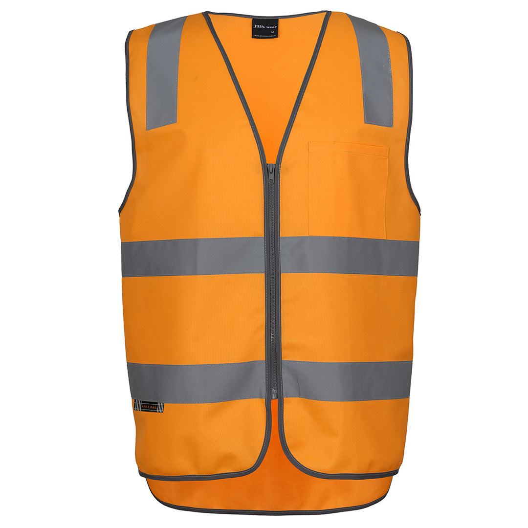 House of Uniforms The Hi Vis Day / Night Aust. Rail Zip Safety Vest | Unisex Jbs Wear Orange