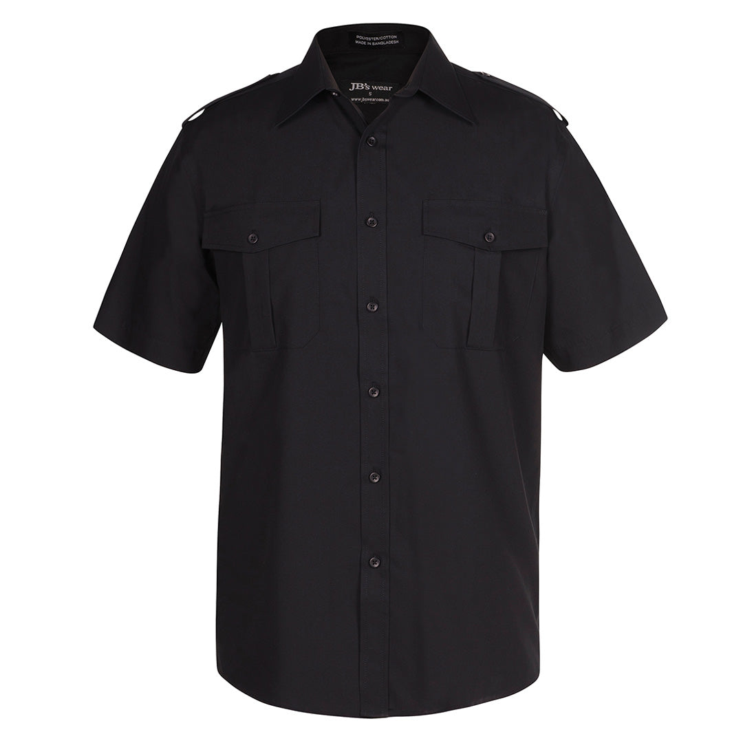 House of Uniforms The Epaulette Shirt | Short & Long Sleeve | Adults Jbs Wear Black