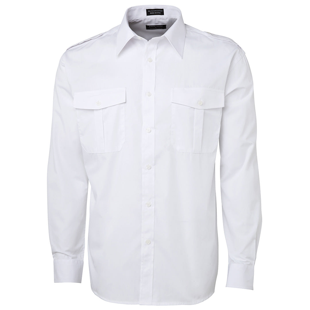 House of Uniforms The Epaulette Shirt | Short & Long Sleeve | Adults Jbs Wear White