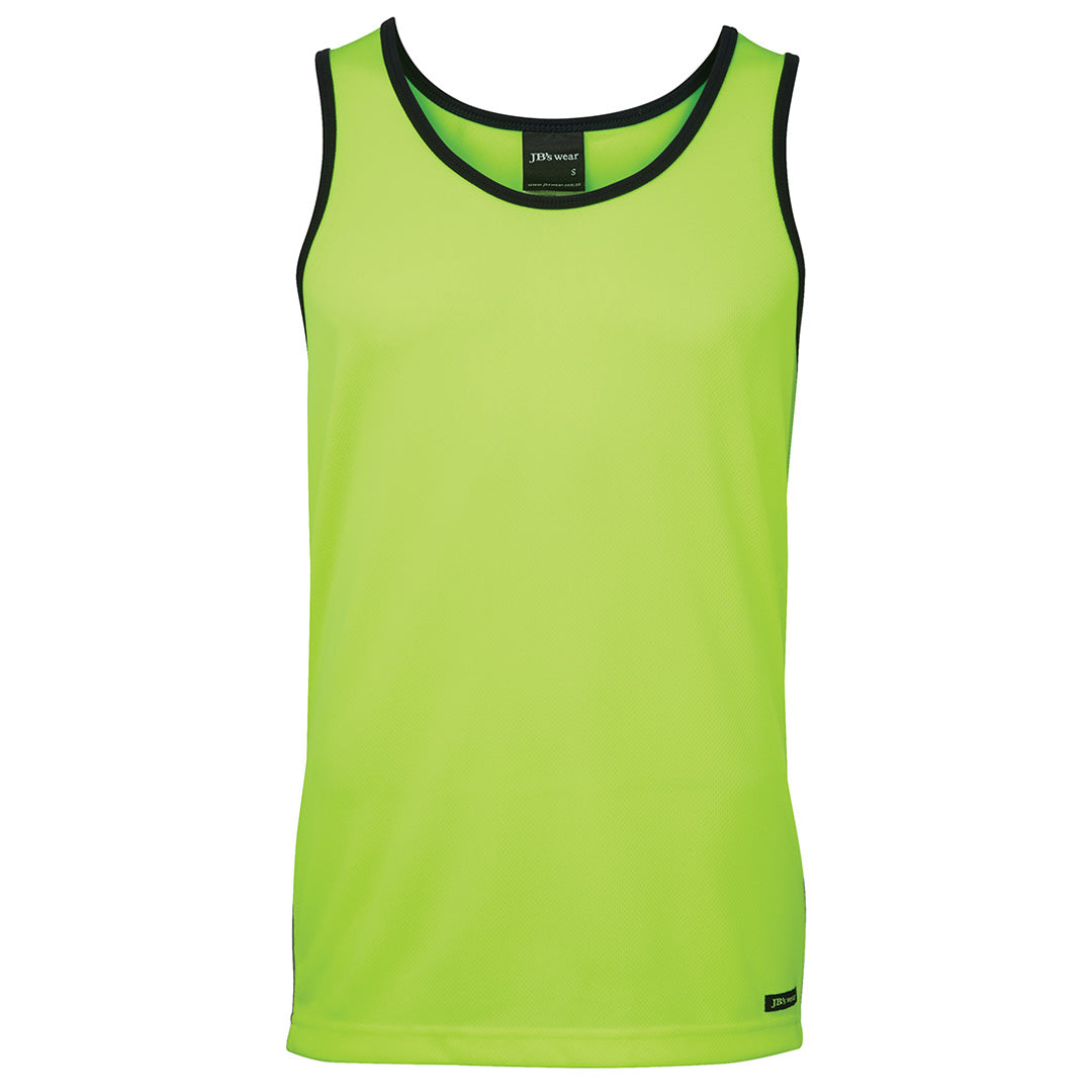 House of Uniforms The Hi Vis Contrast Singlet | Adults Jbs Wear Lime/Navy