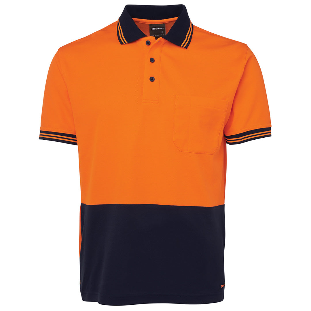 House of Uniforms The Cotton Back Hi Vis Polo | Short Sleeve | Adults Jbs Wear Orange/Navy