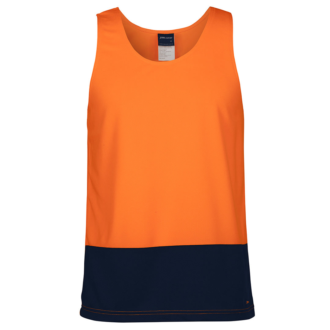 House of Uniforms The Hi Vis Traditional Singlet | Adults Jbs Wear Orange/Navy