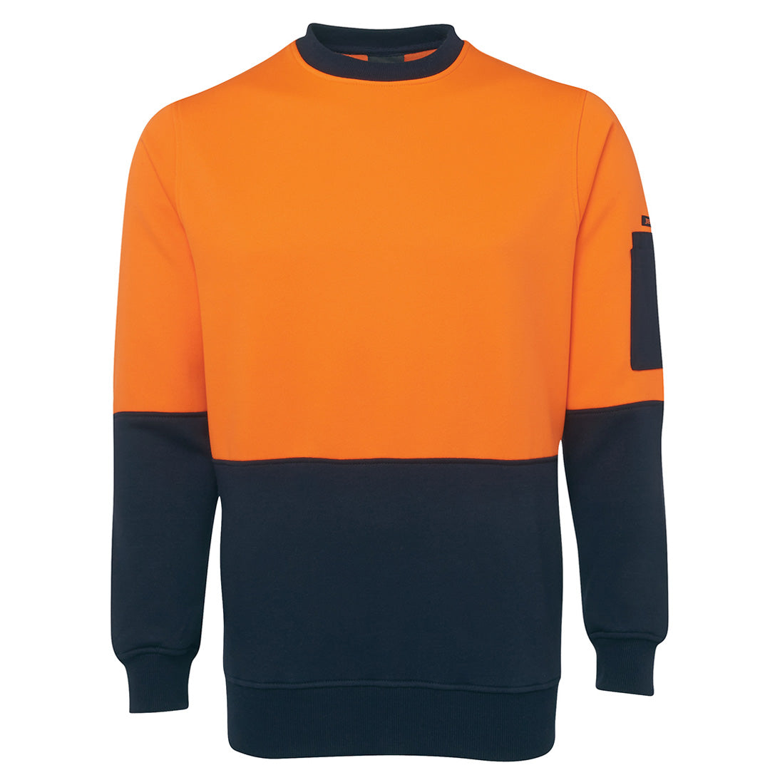 House of Uniforms The Classic Hi Vis Crew Jumper | Adults Jbs Wear Orange/Navy