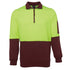 House of Uniforms The Classic Hi Vis Half Zip Fleece Jumper | Adults Jbs Wear Lime/Maroon