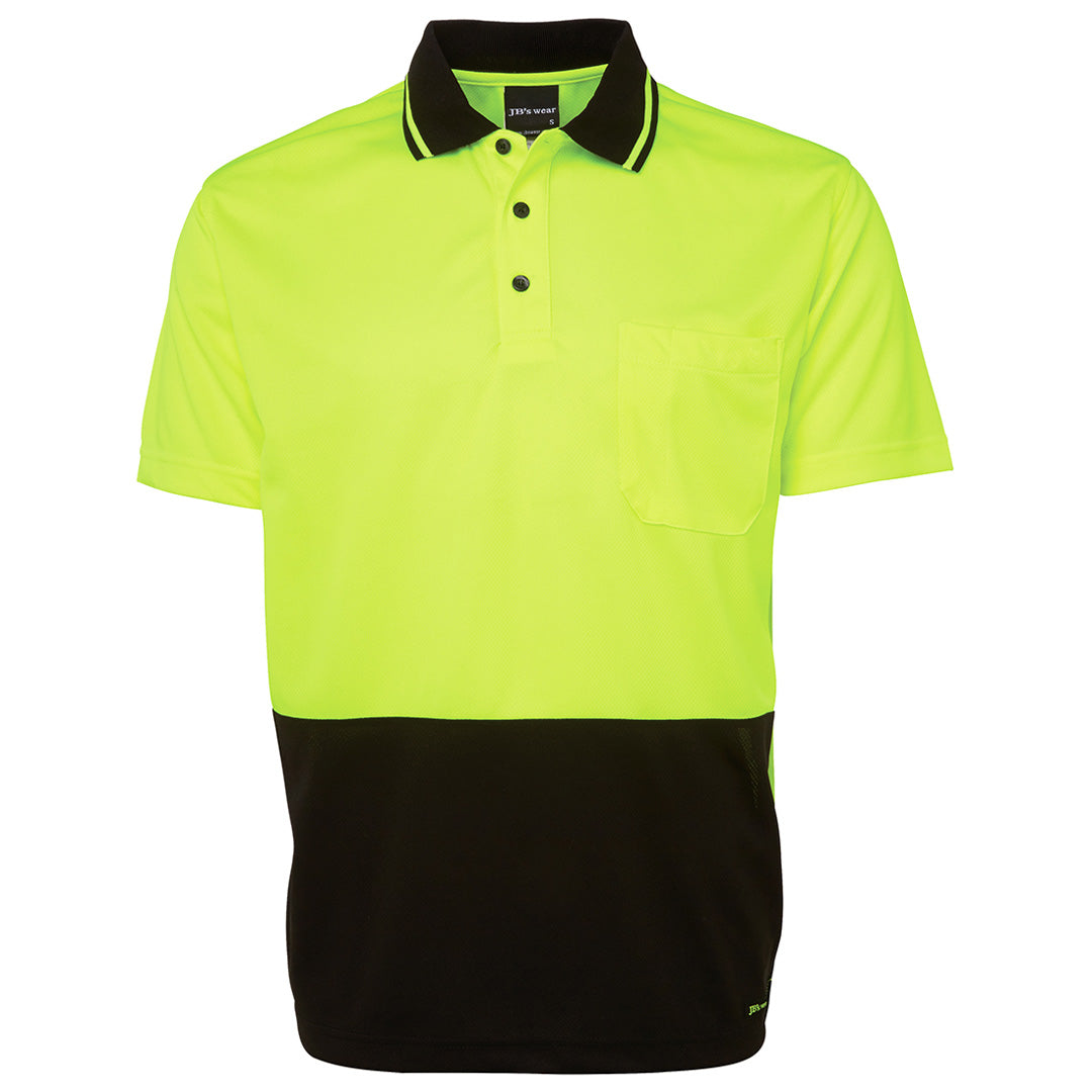 House of Uniforms The Non Cuff Hi Vis Polo | Mens | Short Sleeve Jbs Wear Lime/Black
