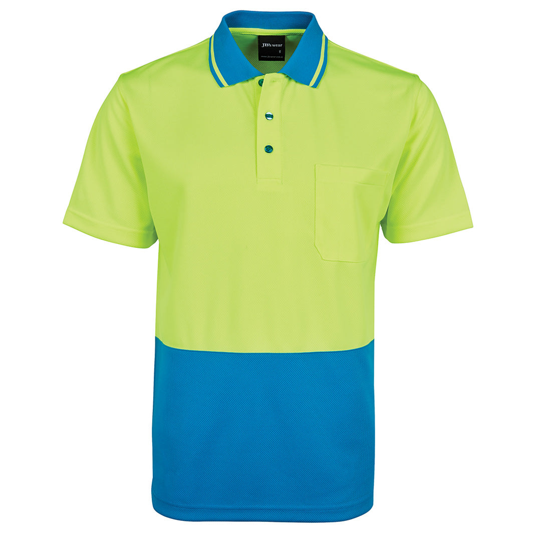 House of Uniforms The Non Cuff Hi Vis Polo | Mens | Short Sleeve Jbs Wear Lime/Aqua