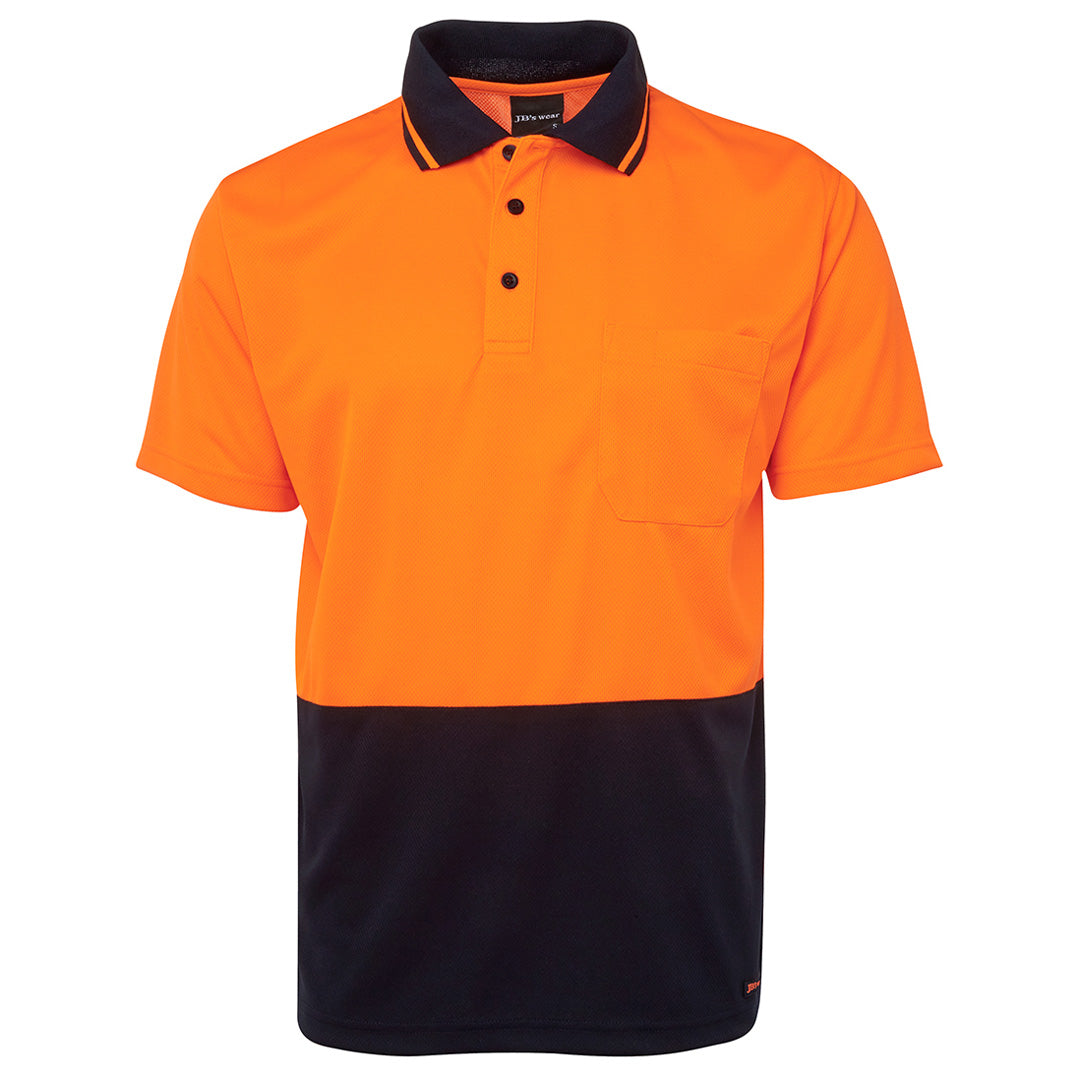 House of Uniforms The Non Cuff Hi Vis Polo | Mens | Short Sleeve Jbs Wear Orange/Navy