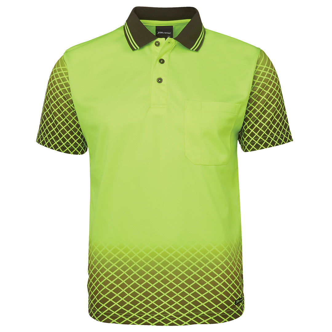 House of Uniforms The Hi Vis Net Polo | Short Sleeve | Adults Jbs Wear Lime/Black