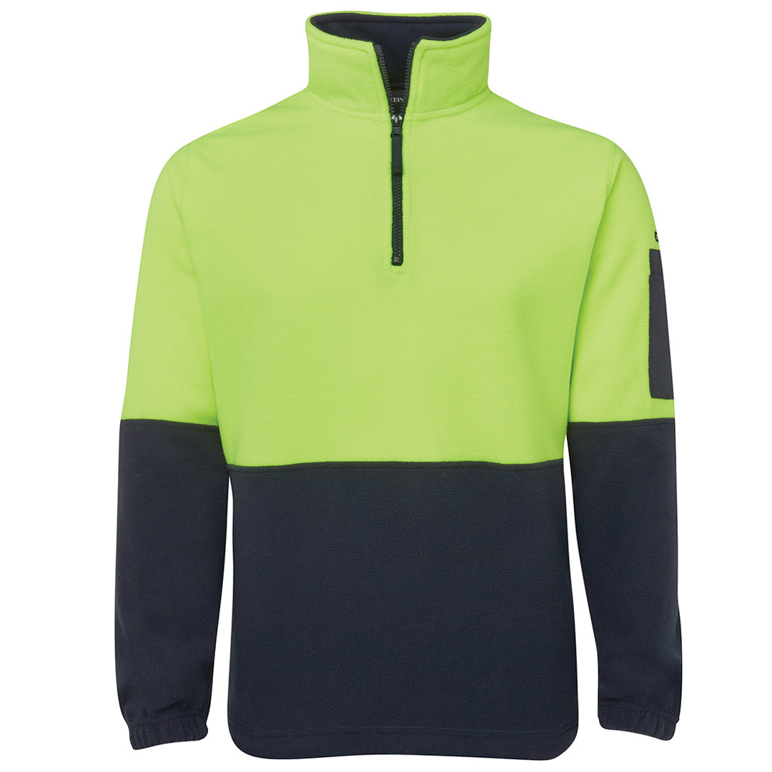House of Uniforms The Classic Hi Vis Polar Fleece Jumper | Adults Jbs Wear Lime/Navy