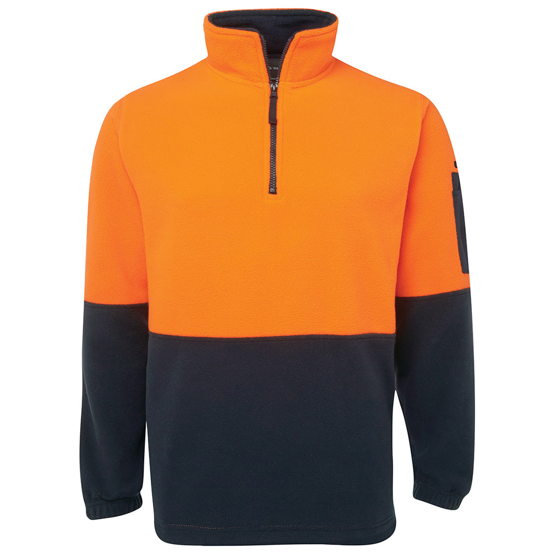 House of Uniforms The Classic Hi Vis Polar Fleece Jumper | Adults Jbs Wear Orange/Navy