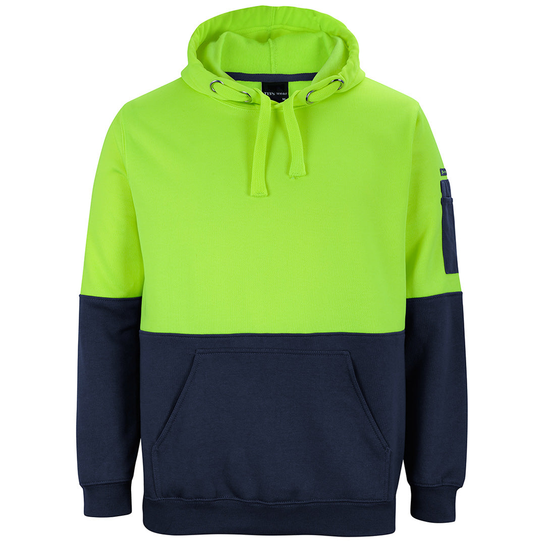 House of Uniforms The Hi Vis Pull Over Hoodie | Adults Jbs Wear Lime/Navy