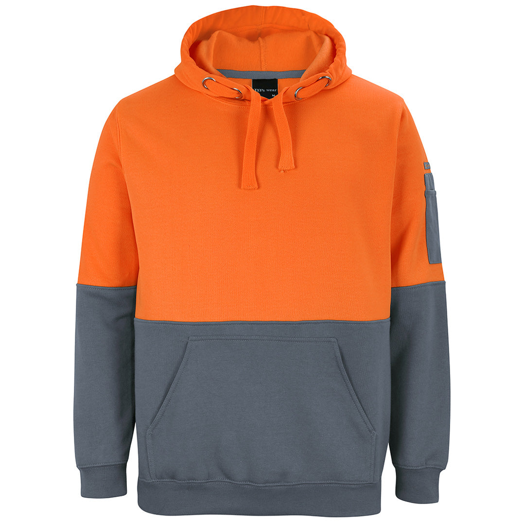 House of Uniforms The Hi Vis Pull Over Hoodie | Adults Jbs Wear Orange/Charcoal