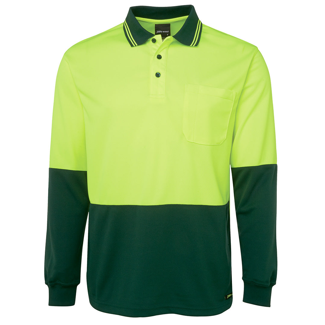 House of Uniforms The Traditional Hi Vis Polo | Long Sleeve | Adults Jbs Wear Lime/Bottle