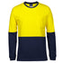 House of Uniforms The Hi Vis Cotton Tee Shirt | Long Sleeve | Adults Jbs Wear Yellow/Navy