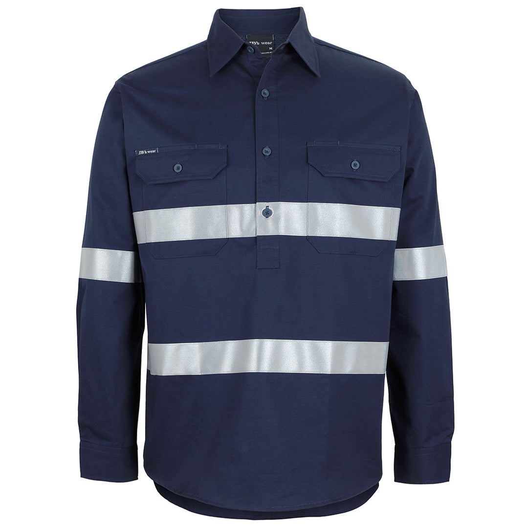 House of Uniforms The Closed Front 150g Taped Work Shirt | Long Sleeve | Adults Jbs Wear Navy