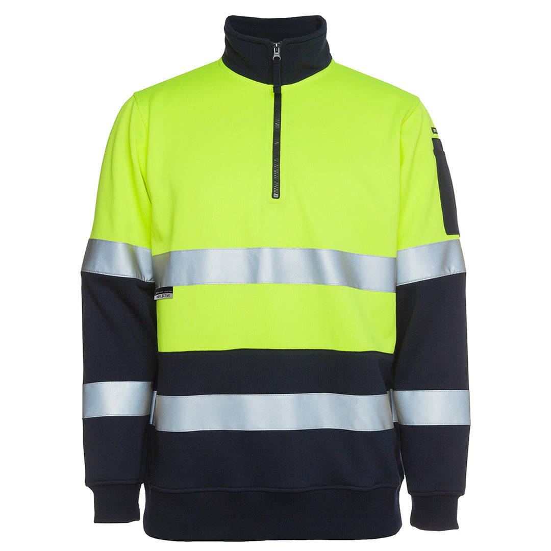 House of Uniforms The Hi Vis Day / Night Biomotion Half Zip Fleece Jumper | Adults Jbs Wear Lime/Navy