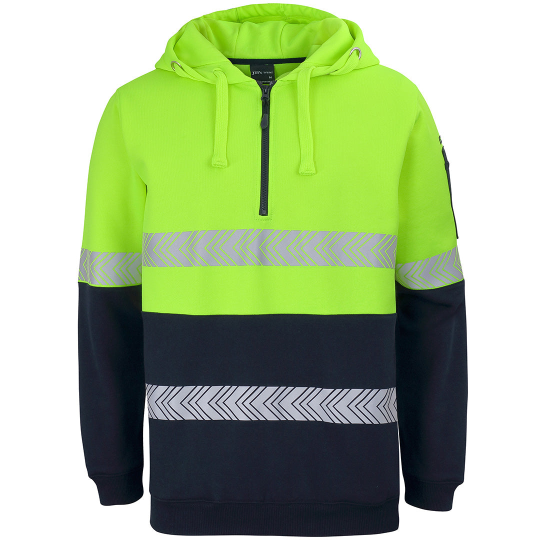 House of Uniforms The Segmented Tape Hoodie | Day Night | 1/4 Zip Jbs Wear Lime/Navy