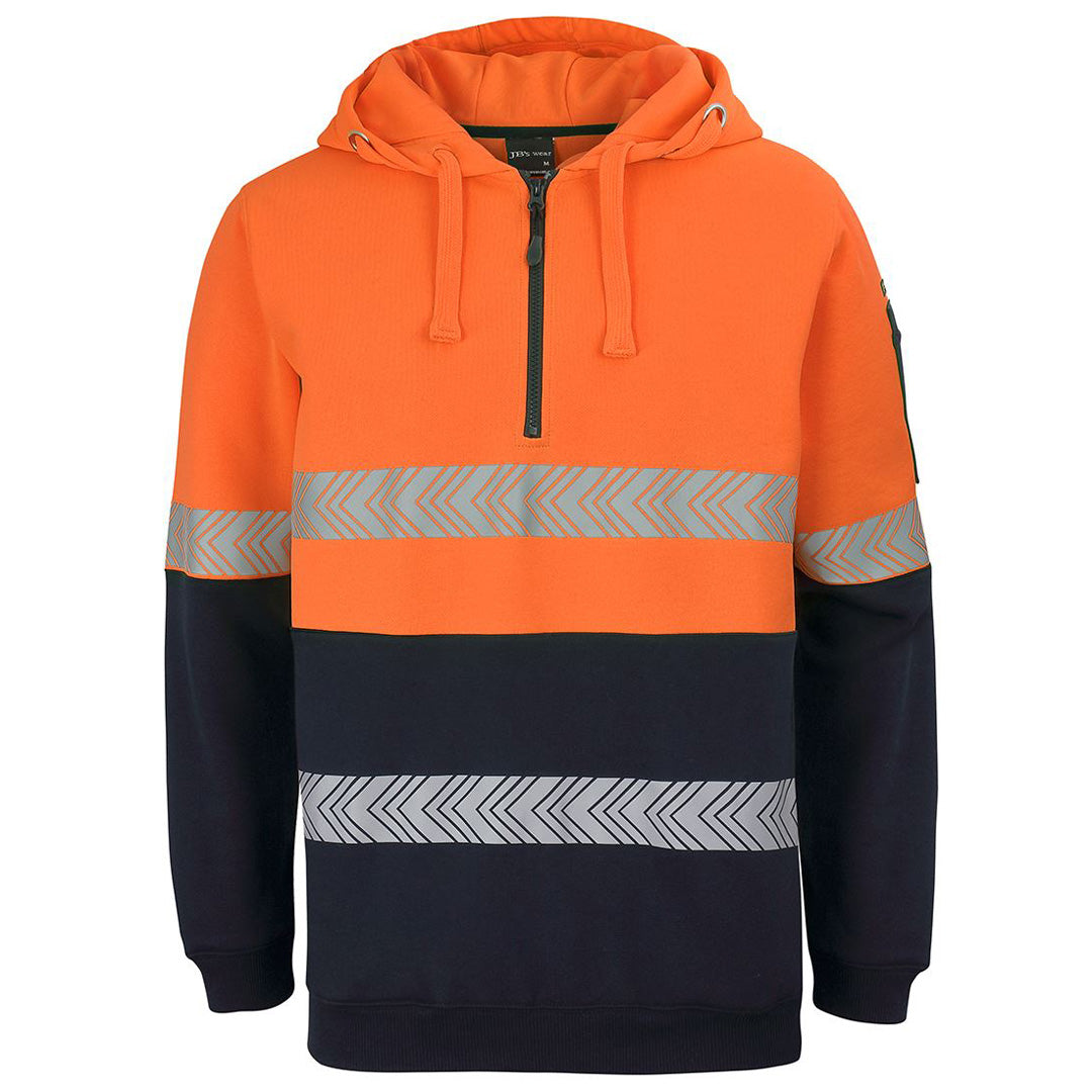 House of Uniforms The Segmented Tape Hoodie | Day Night | 1/4 Zip Jbs Wear Orange/Navy