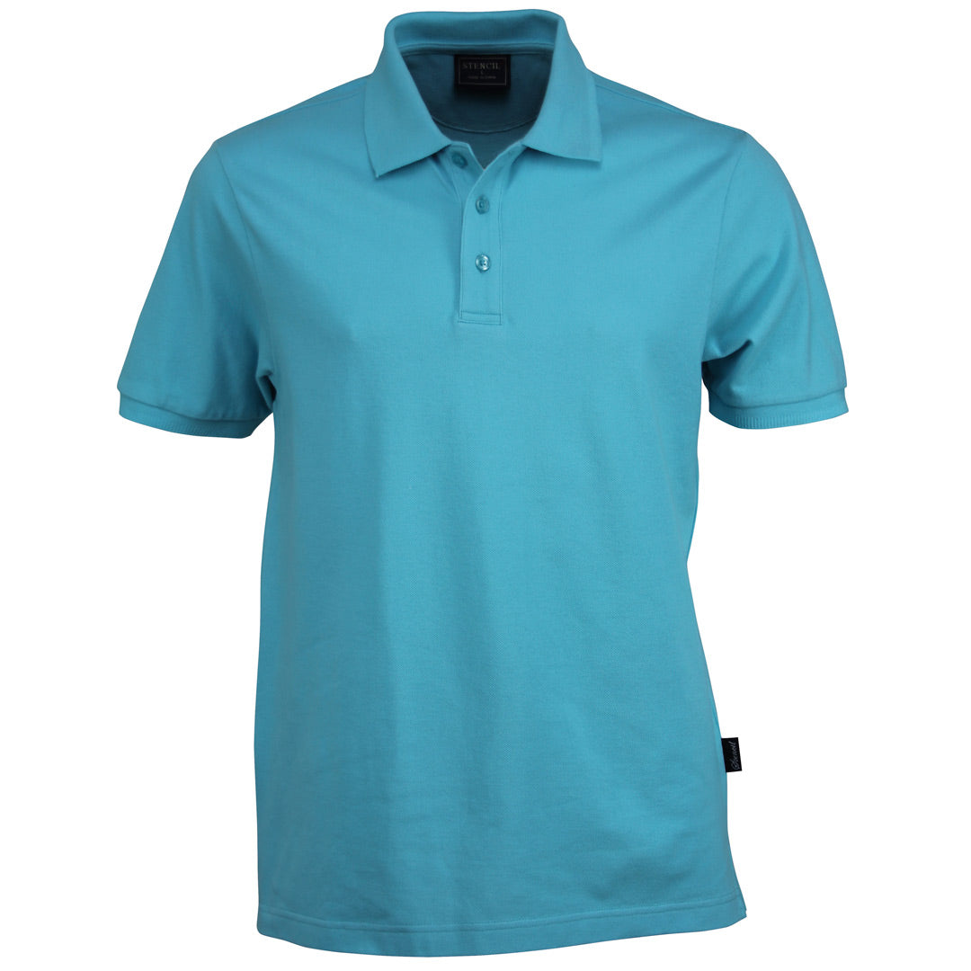 House of Uniforms The Traverse Polo | Mens | Short Sleeve Stencil Aqua