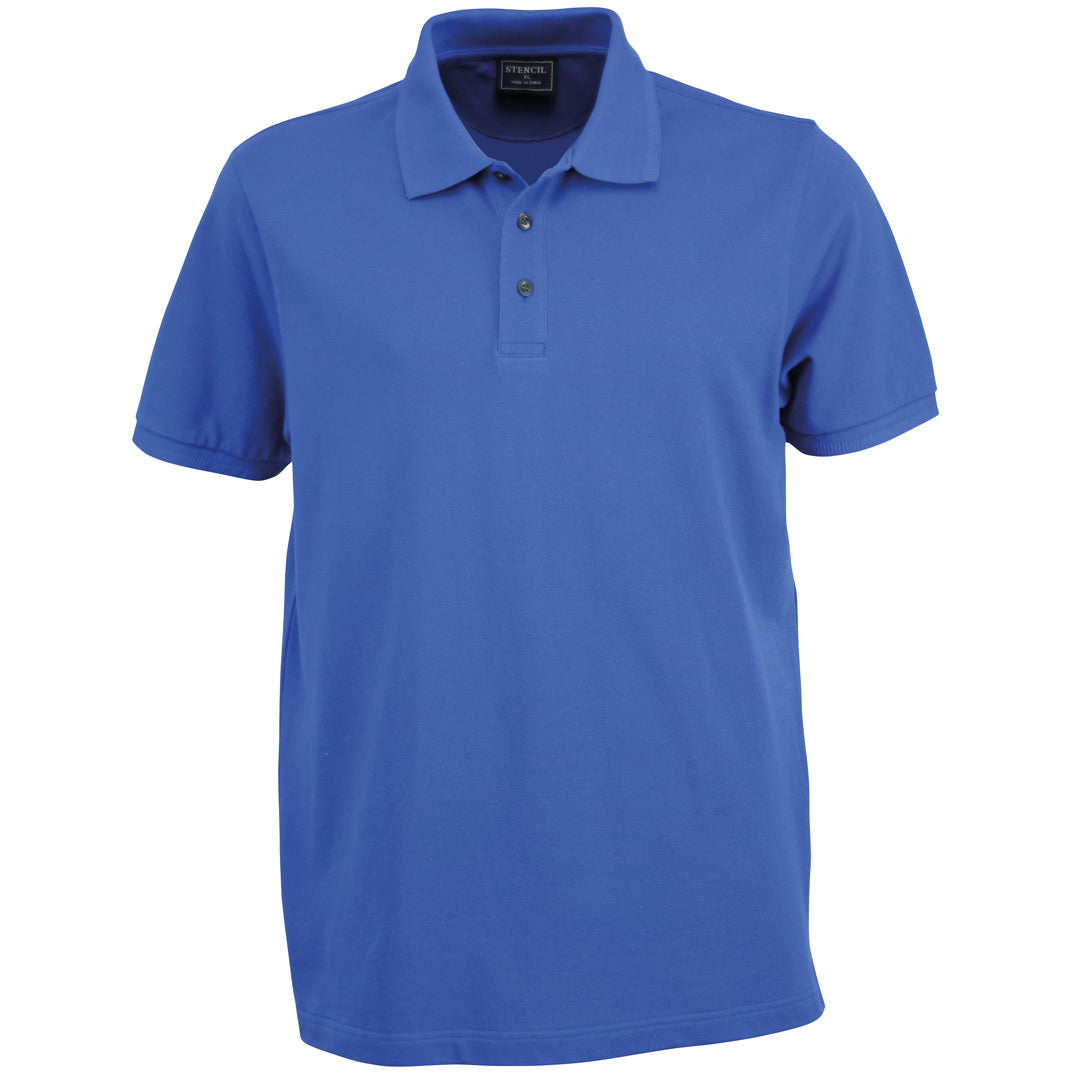 House of Uniforms The Traverse Polo | Mens | Short Sleeve Stencil Mid Blue