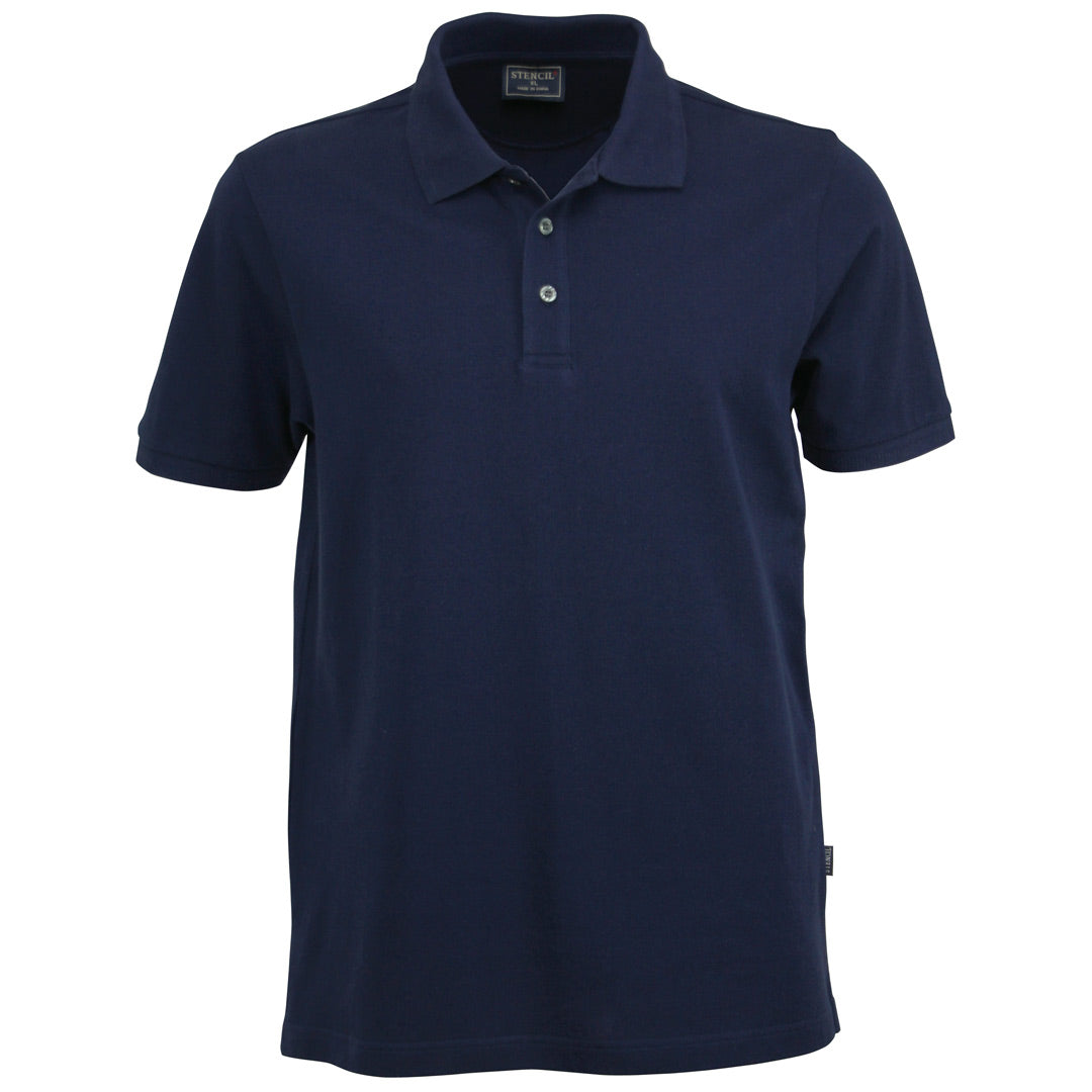 House of Uniforms The Traverse Polo | Mens | Short Sleeve Stencil Navy