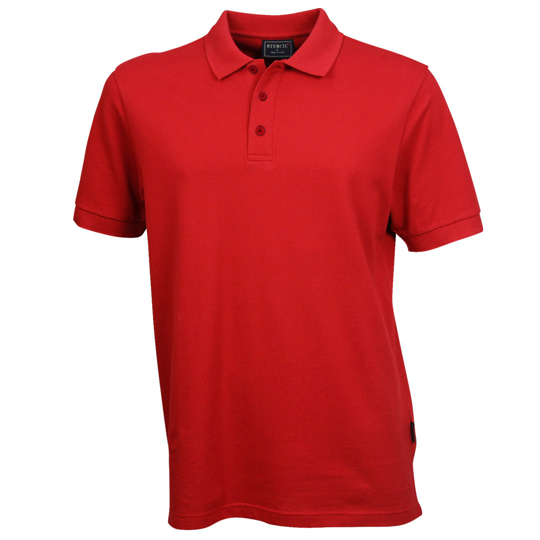 House of Uniforms The Traverse Polo | Mens | Short Sleeve Stencil Red