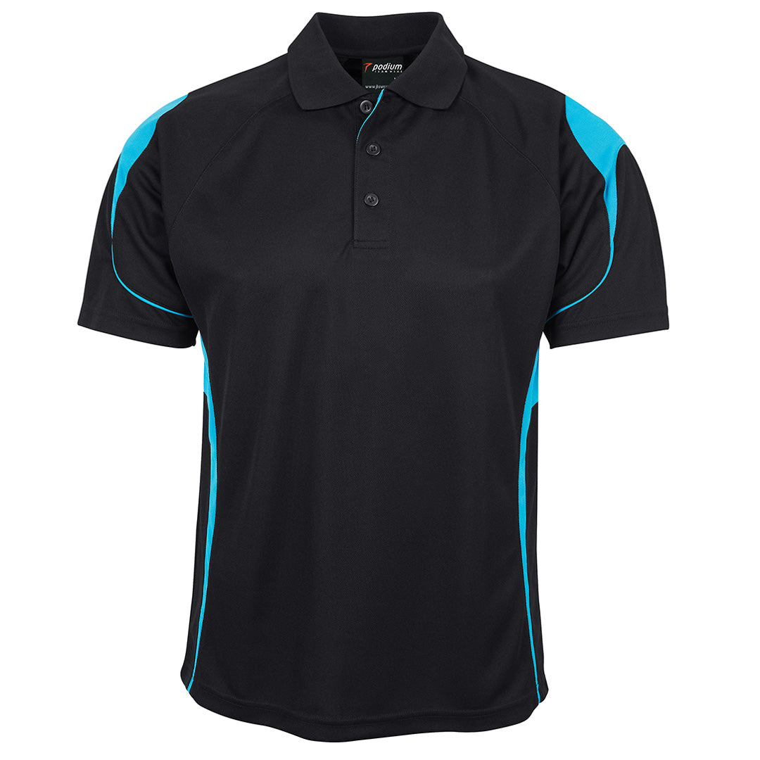 House of Uniforms The Bell Polo | Adults | Short Sleeve | Black Base Jbs Wear Black/Aqua